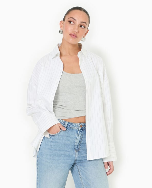 pimkie Chemise oversize rayée avec ouverture dos - Blanc