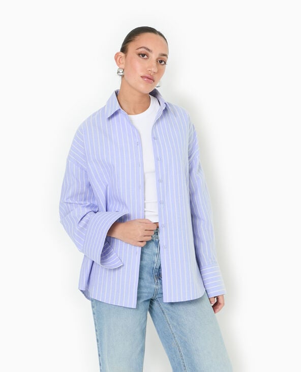 Pimkie Chemise Oversize Rayée Avec Ouverture Dos - Bleu