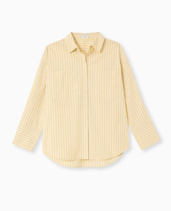 Pimkie Chemise Oversize Rayée Avec Poches - Jaune Pâle