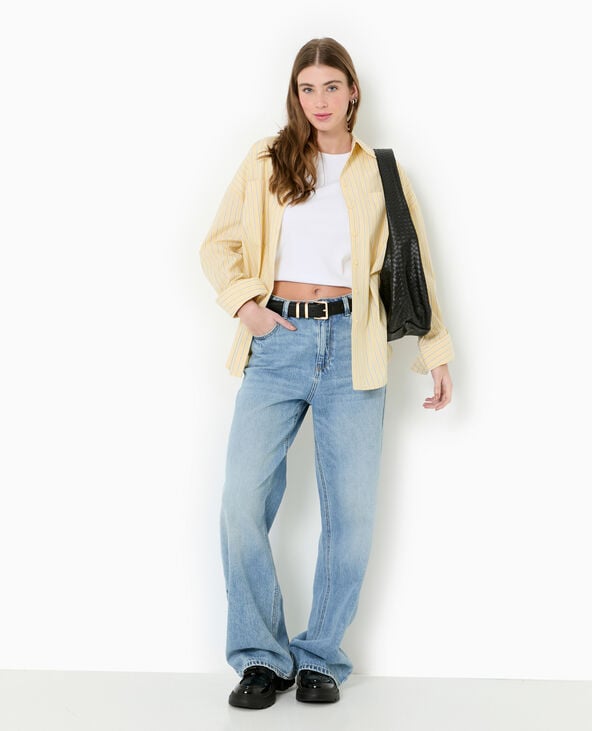 pimkie Chemise oversize rayée avec poches - Jaune pâle