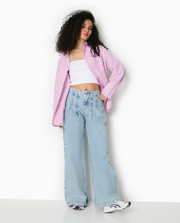 pimkie Chemise oversize rayée avec poches - Rose poudré