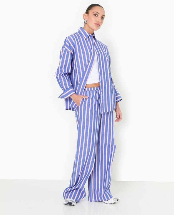 pimkie Chemise oversize rayée esprit pyjama d'homme - Bleu