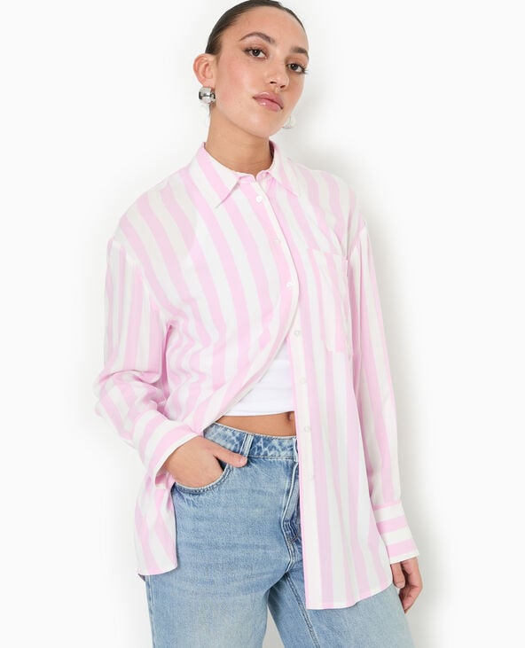 Pimkie Chemise Rayée Oversize En Tissu Fluide - Rouge