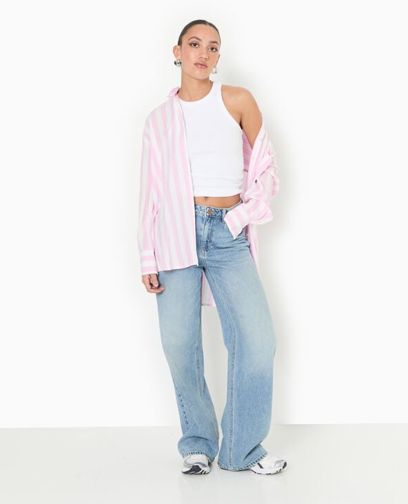 pimkie Chemise rayée oversize en tissu fluide - Rouge