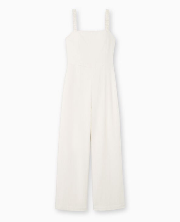 Pimkie Combinaison à Bretelles Et Dos Ouvert Avec Lin - Blanc