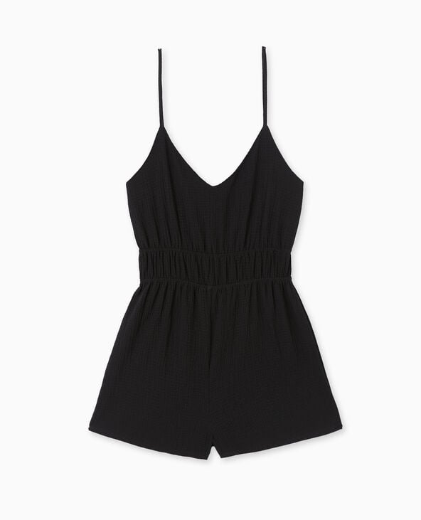 Pimkie Combishort à Bretelles En Tissu Texturé - Noir