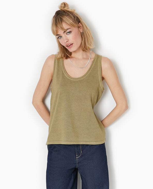 Pimkie Débardeur Ample Avec Effet Acid Wash - Vert Kaki