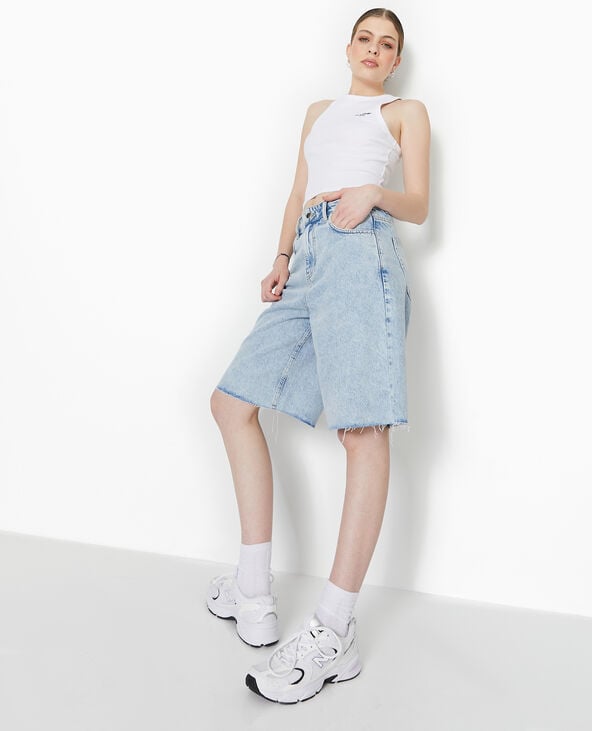 pimkie Débardeur court en maille côtelée avec broderie - Blanc