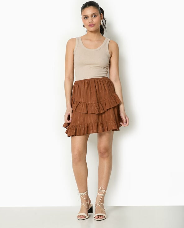 Pimkie Débardeur Court En Maille Côtelée - Beige Chiné