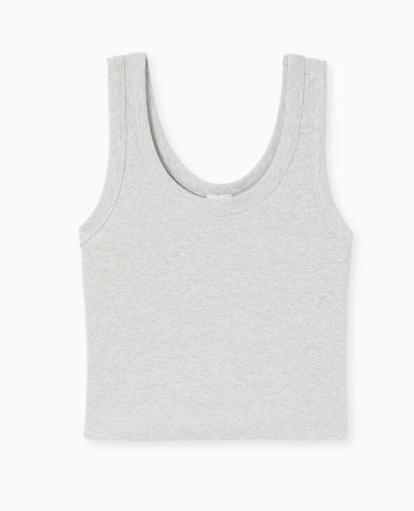 Pimkie Débardeur Court En Maille Côtelée - Gris Chiné