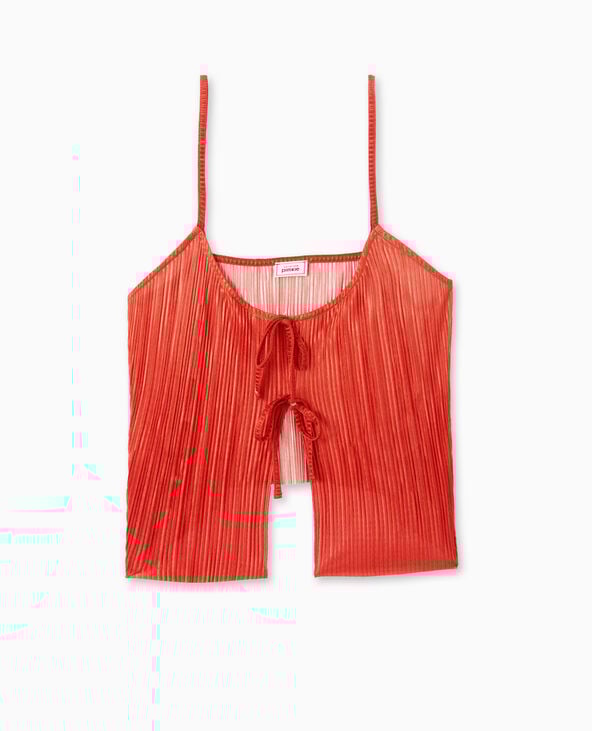 Pimkie Débardeur Court En Tissu Plissé Avec Nœuds - Orange