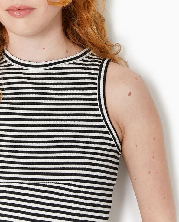 Pimkie Débardeur Court Et Rayé En Maille Côtelée - Noir
