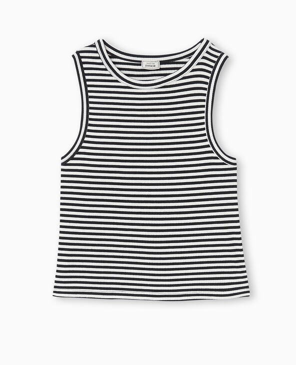 Pimkie Débardeur Court Et Rayé En Maille Côtelée - Noir