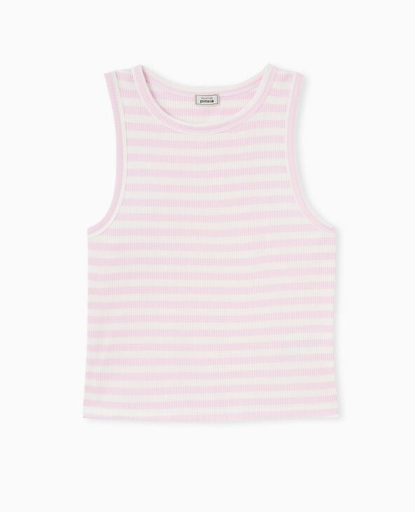 Pimkie Débardeur Court Et Rayé En Maille Côtelée - Rose