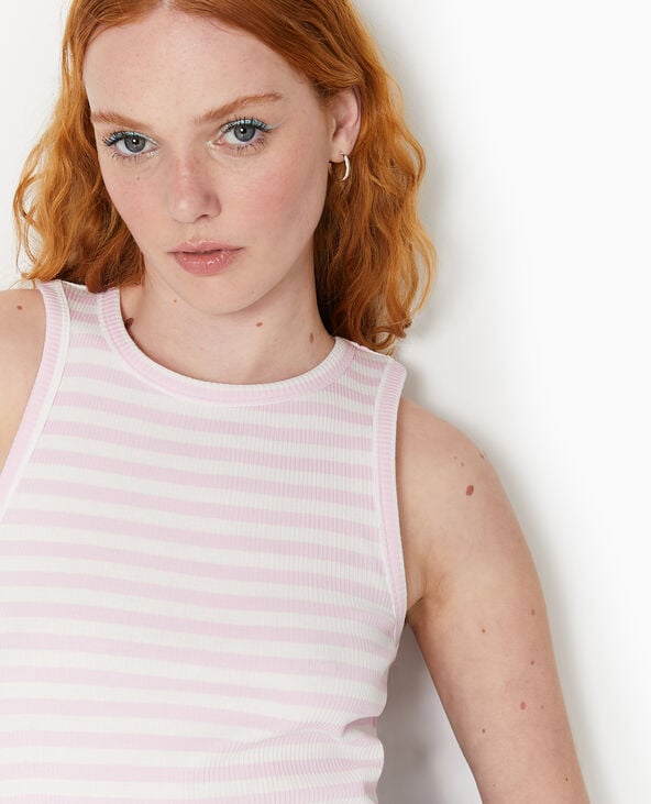 pimkie Débardeur court et rayé en maille côtelée - Rose