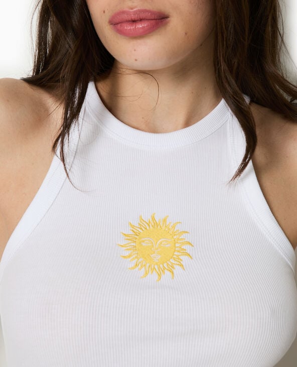 Pimkie Débardeur En Maille Côtelée Avec Broderie - Blanc