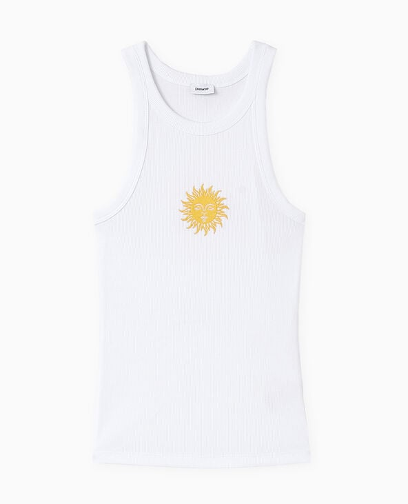 Pimkie Débardeur En Maille Côtelée Avec Broderie - Blanc