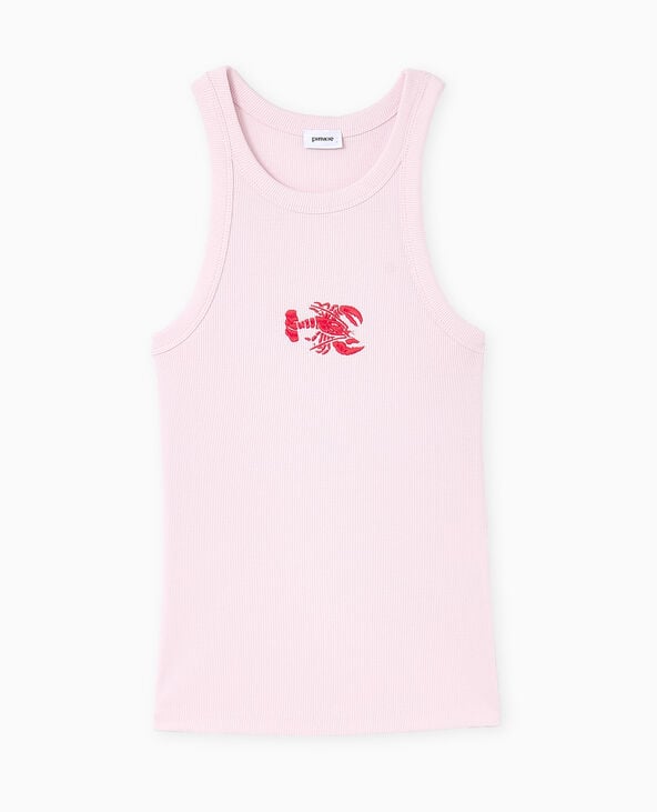 Pimkie Débardeur En Maille Côtelée Avec Broderie - Rose Clair