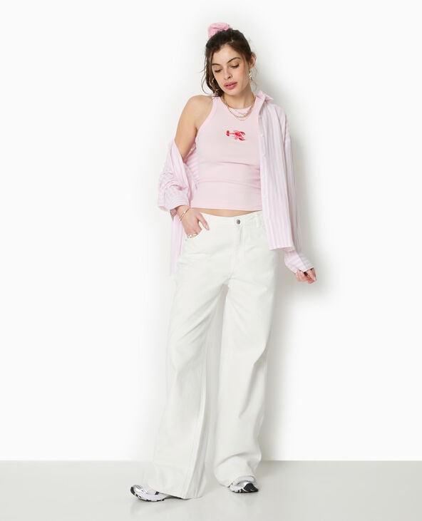 pimkie Débardeur en maille côtelée avec broderie - Rose clair