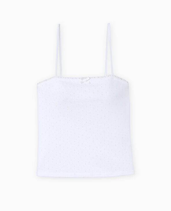 Pimkie Débardeur En Pointelle Fines Bretelles - Blanc