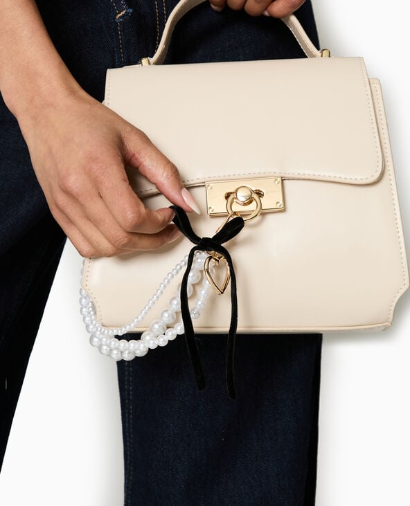 pimkie Déco de sac avec perles cœur et ruban - Blanc