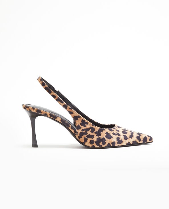 Pimkie Escarpins Bout Pointu Talon Ouvert Motif Léopard - Beige