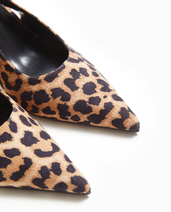 Pimkie Escarpins Bout Pointu Talon Ouvert Motif Léopard - Beige