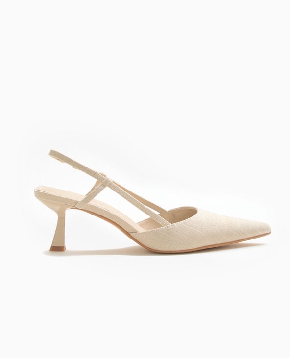 Pimkie Escarpins Ouverts Bouts Pointus Et Talons Bobines - Beige