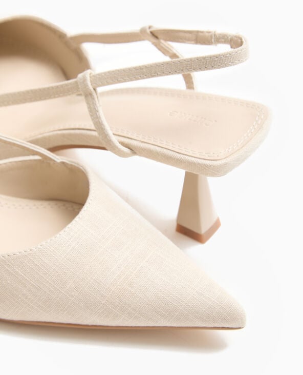 Pimkie Escarpins Ouverts Bouts Pointus Et Talons Bobines - Beige