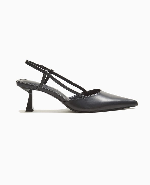 Pimkie Escarpins Ouverts Bouts Pointus Et Talons Bobines - Noir