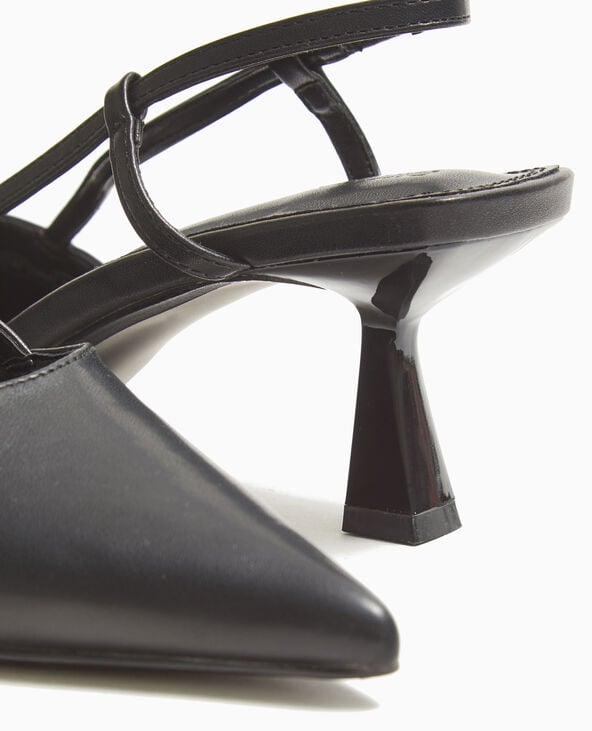 Pimkie Escarpins Ouverts Bouts Pointus Et Talons Bobines - Noir