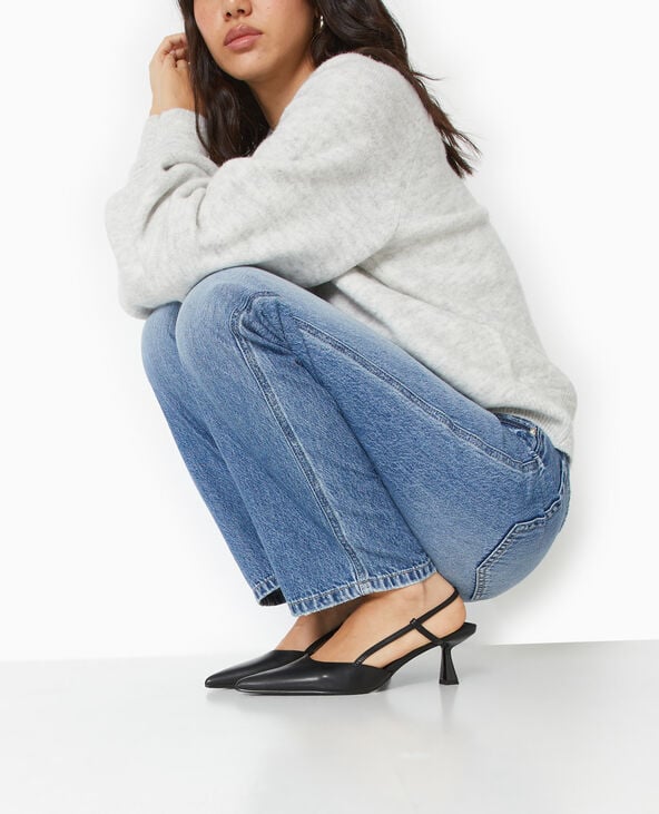 pimkie Escarpins ouverts bouts pointus et talons bobines - Noir