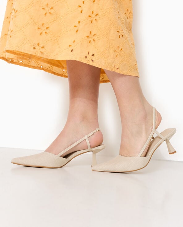 pimkie Escarpins ouverts bouts pointus et talons bobines - Beige