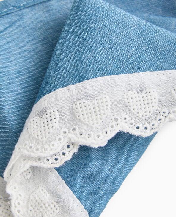 Pimkie Foulard Triangle Effet Jean Avec Dentelle - Bleu