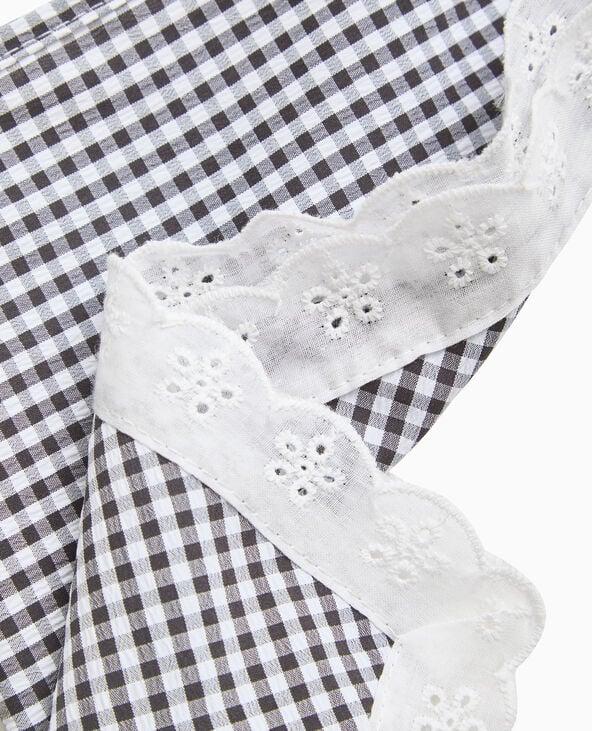 Pimkie Foulard Triangle Motif Vichy Avec Dentelle - Noir