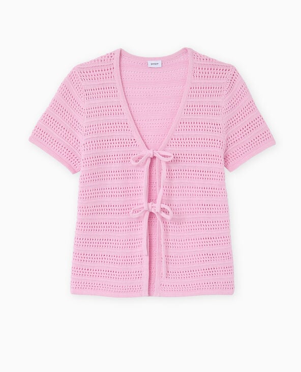 Pimkie Gilet Ajouré Manches Courtes Avec Nouettes - Rose