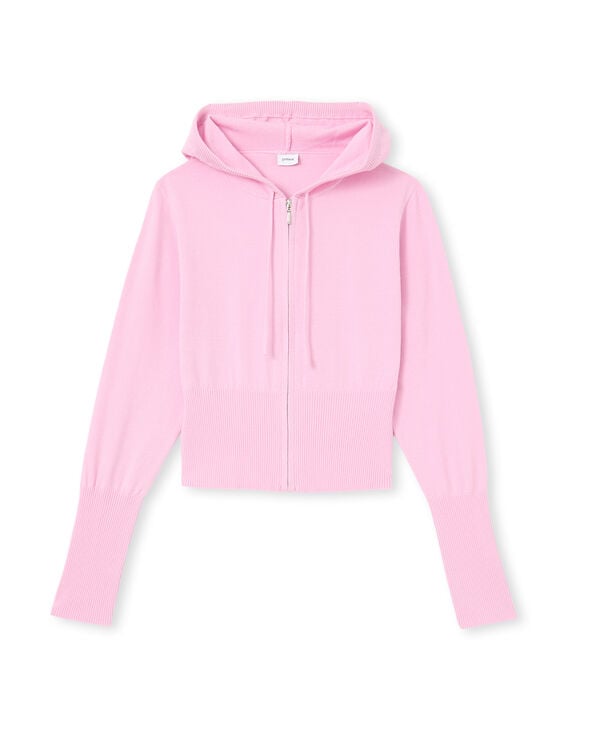 Pimkie Gilet Court Zippé En Maille Fine Avec Capuche - Rose