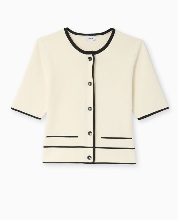 Pimkie Gilet Manches Courtes Détails Contrastés - Blanc
