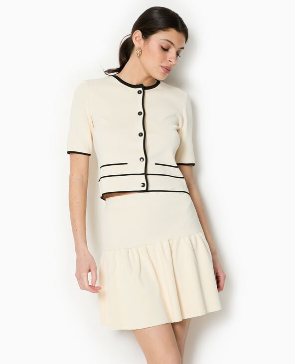 Pimkie Gilet Manches Courtes Détails Contrastés - Blanc