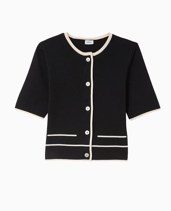 Pimkie Gilet Manches Courtes Détails Contrastés - Noir