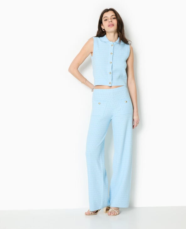 pimkie Gilet sans manches en maille à carreaux - Bleu