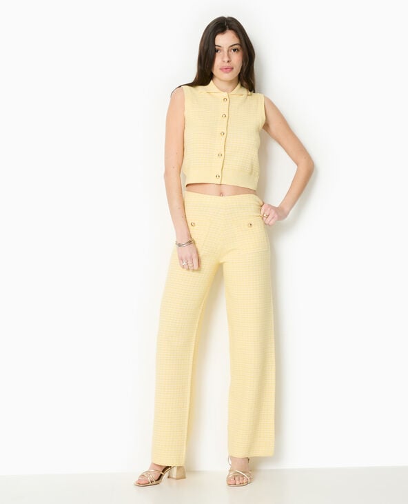 pimkie Gilet sans manches en maille à carreaux - Jaune