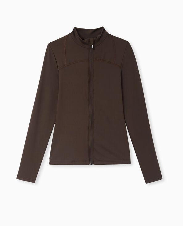 Pimkie Gilet Zippé En Maille Extensible Et Sculptante - Marron