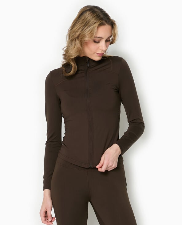 Pimkie Gilet Zippé En Maille Extensible Et Sculptante - Marron