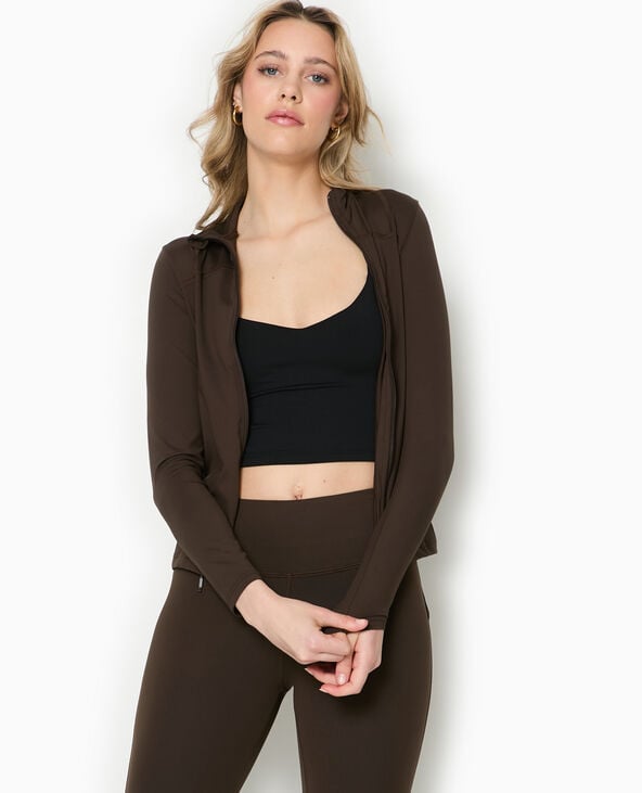 pimkie Gilet zippé en maille extensible et sculptante - Marron