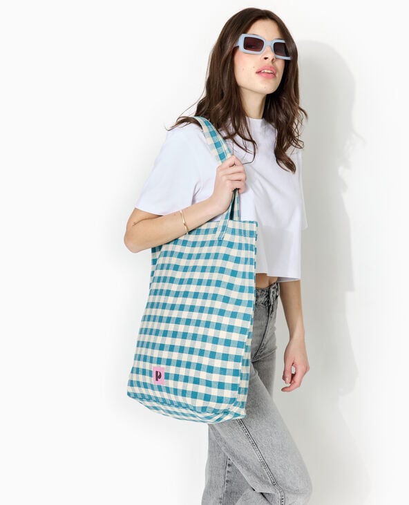 Pimkie Grand Totebag En Tissu épais Motif Vichy - Bleu Marine