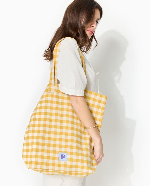 Pimkie Grand Totebag En Tissu épais Motif Vichy - Jaune