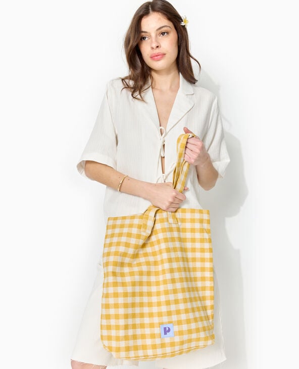 Pimkie Grand Totebag En Tissu épais Motif Vichy - Jaune