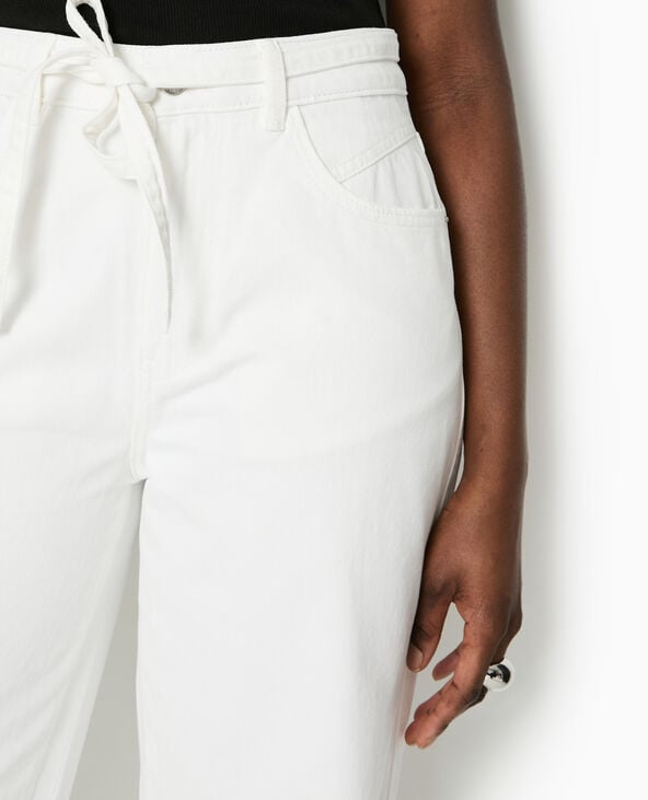 Pimkie Jean Baggy Taille Basse Avec Ceinture à Nouer - Blanc