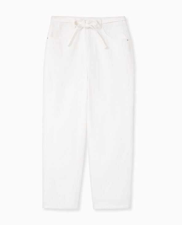 Pimkie Jean Baggy Taille Basse Avec Ceinture à Nouer - Blanc